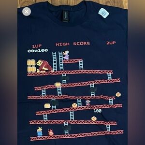 Nintendo Donkey Kong Unisex Tee Shirt Medium 80s Arcade Graphic Mario Navy Blue